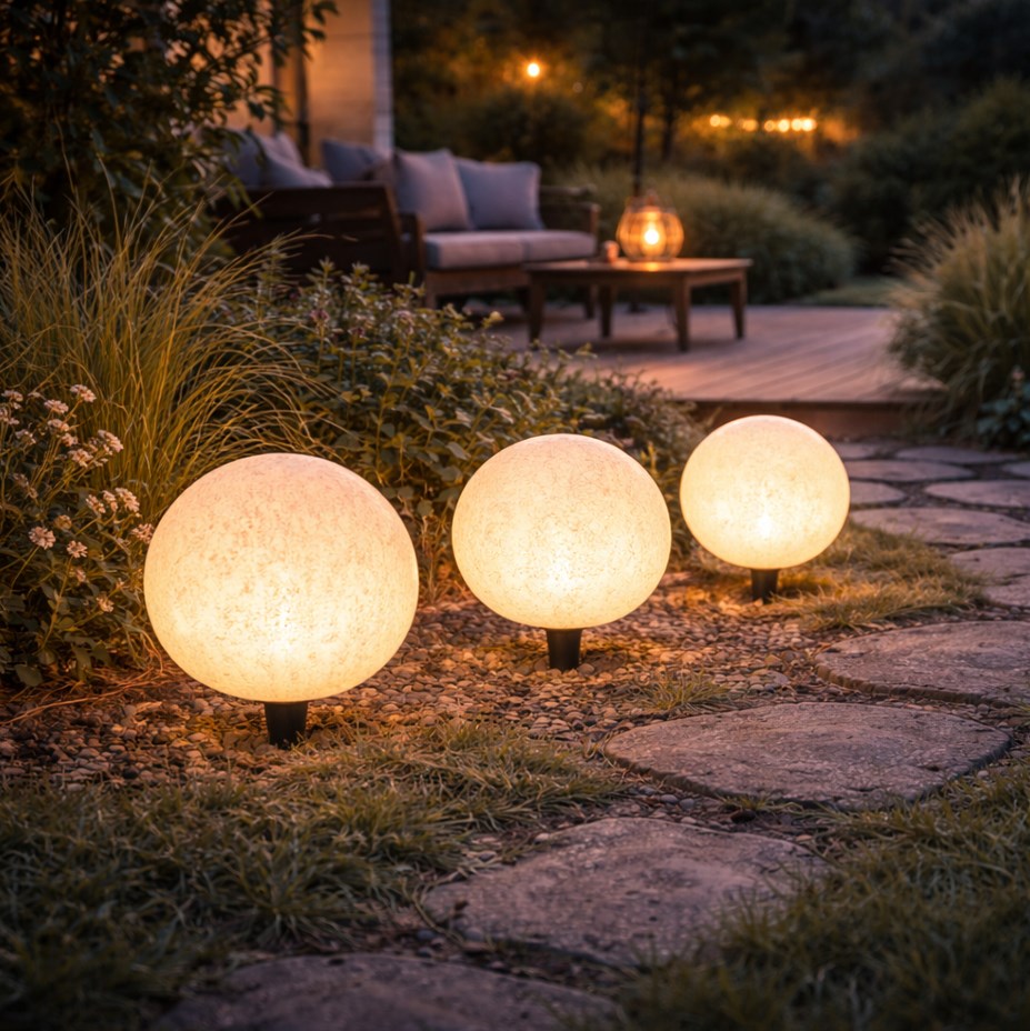 Kula solarna STONE 25 cm dekoracyjna lampa ogrodowa solarna imitacja kamienia